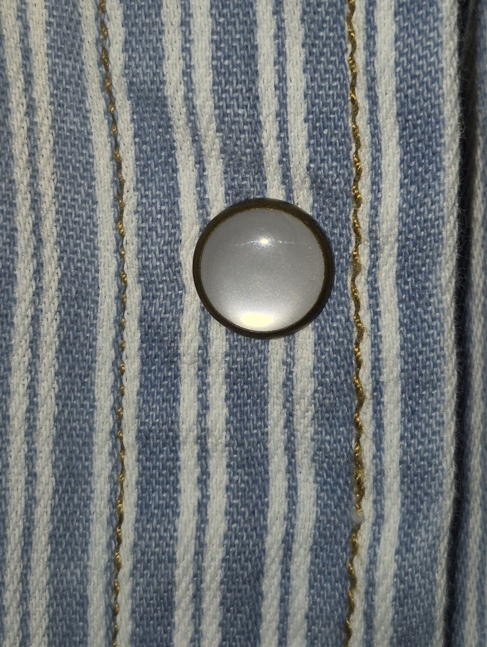 Wrangler X Billabong Light Blue Striped Pearl Snap Denim Shirt M - Picture 5 of 12